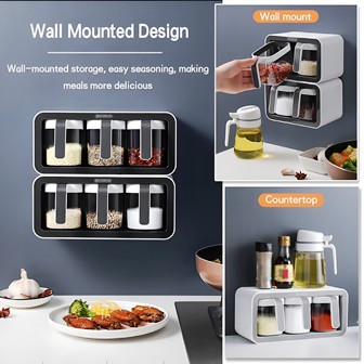 Ecoco 3 in 1 Wall Mount Shaker Seasoning Box Rack
